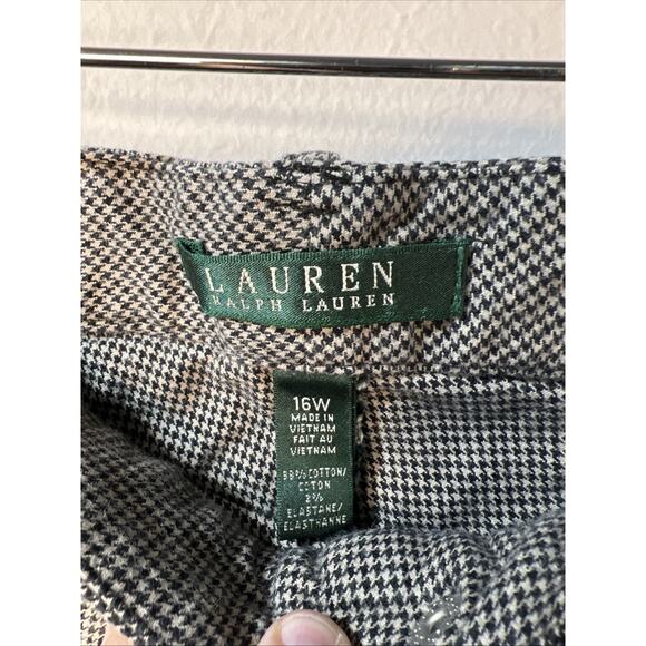 Ralph Lauren women's Size 16 W Pants flat front Houndstooth Black white Pockets - Picture 4 of 7